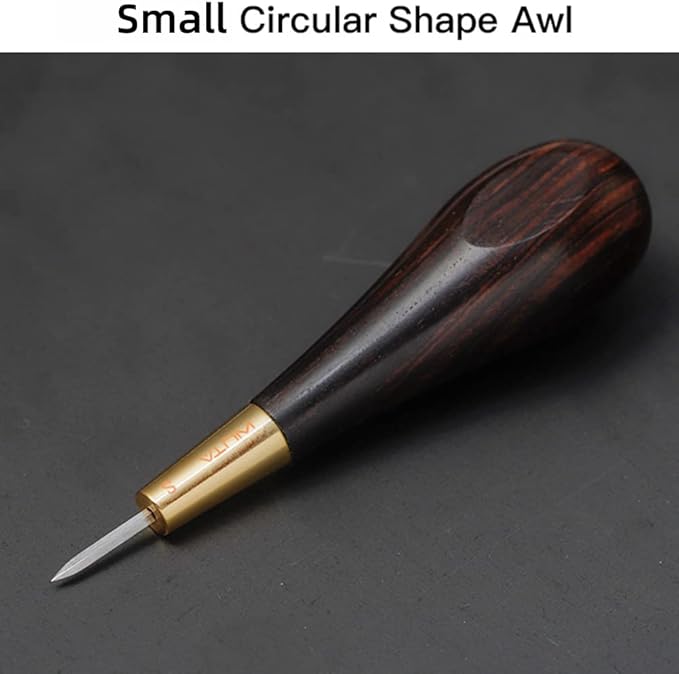WUTA Stitching Awl Diamond Shape Awl Ebony Blackwood Handle Leather Craft Sewing Awl Kits Handmade Sewing Tools DIY Stitcher Taper, 3mm 1pcs