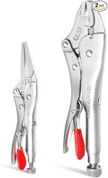2-Piece Locking Pliers & Vice Grips Set – Heavy Duty Steel Construction, Non-Slip Handle – Multi-Purpose for Home Auto Repair DIY & Crafts – Ideal for Mechanics DIYers & Outdoor Use