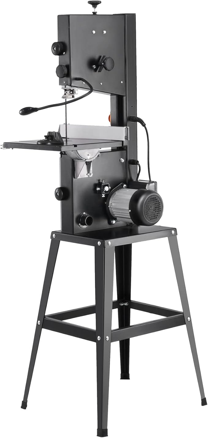 VEVOR Band Saw with Stand, 10-Inch, 560 & 1100 RPM Two-Speed Benchtop Bandsaw, 370W 1/2HP Motor with Metal Stand Optimized Work Light Workbench Fence and Miter Gauge, for Woodworking Aluminum Plastic