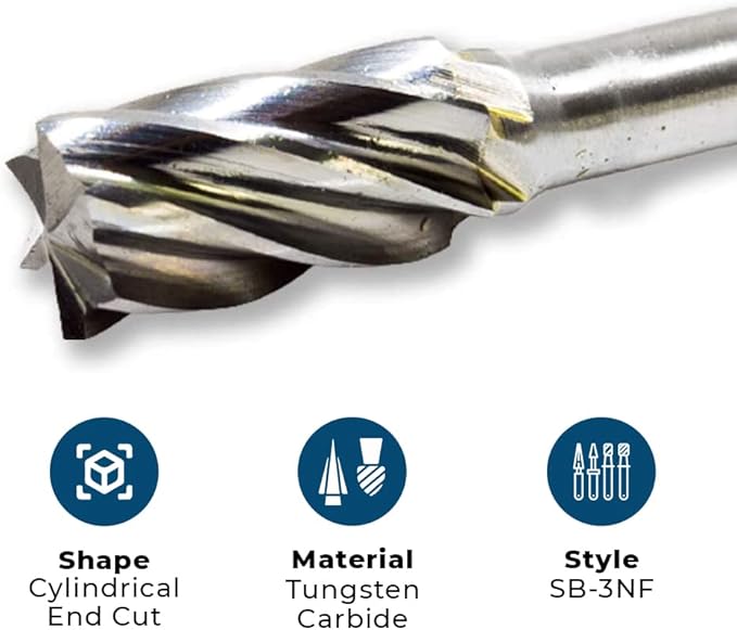 Benchmark Abrasives Ball Shape Premium Tungsten Carbide Burr with 1/4 Inch Shank Aluminum Cut Rotary Tool, Engraving Tool for Non-Metals Shaping Carving (SB-3NF)