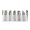 20pcs Solid Carbide Burr Set 0.118‘’（3mm）shank Tungsten Carbide Rotary Files Burrs with 3mm Cutting Head diameter Fits Most Rotary Drill Die Grinder for Woodworking,Engraving,Drilling,Carving