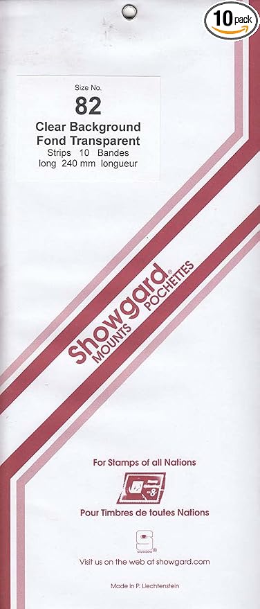 Strip Style Stamp Mounts Size 82 Clear Background by Showgard