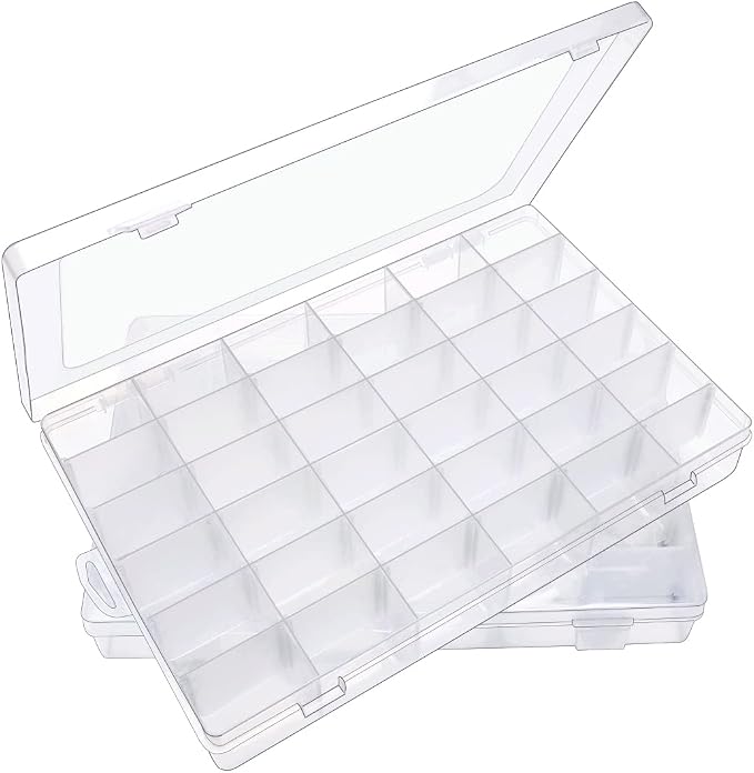 IOOLEEM 2 Pack 36 Grids Plastic Bead Organizer Box, Adjustable Dividers by IOOLEEM