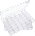 IOOLEEM 2 Pack 36 Grids Plastic Bead Organizer Box, Adjustable Dividers by IOOLEEM