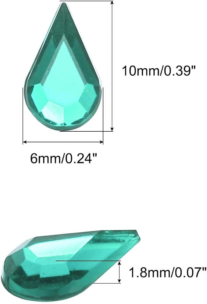 MECCANIXITY 50PCS Flat Back Acrylic Teardrop Gems 6x10mm Artificial Rhinestones - Image 2