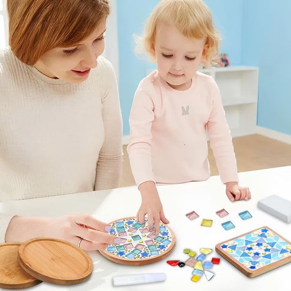 12 Sets DIY Glass Mosaic Tiles for Crafts Mixed Color Mosaic Kits - Image 5