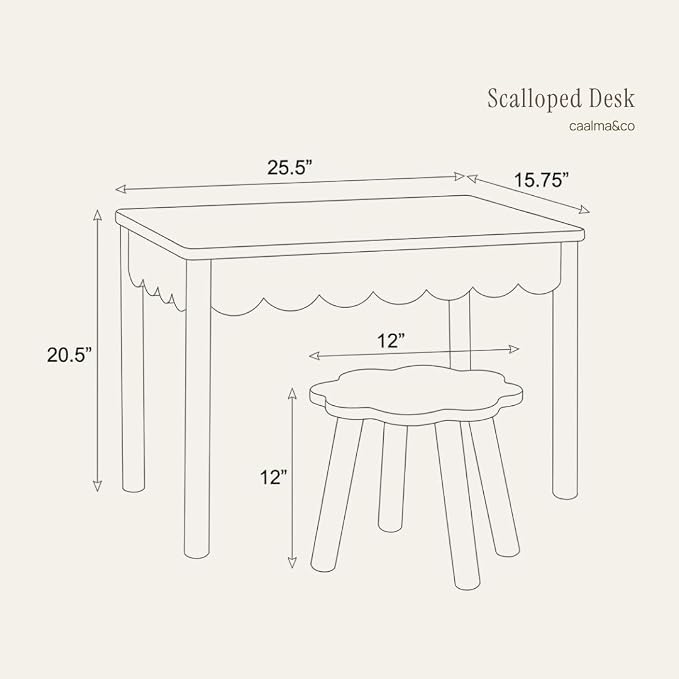 CAALMA Kids Table and Chair Set, Solid Wood - Image 6