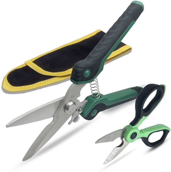 8.5 Inch Heavy Duty Scissors, Multifunction Shears Stainless Steel Blades with TPR Comfort Grips for Cutting Cable Wires, Cardboard, Leather