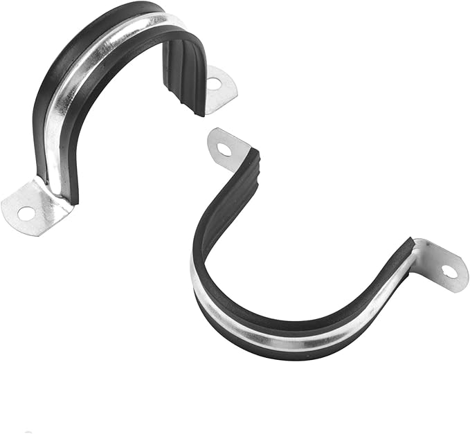 2 Inch Reinforced Rigid Pipe Strap, 20 PCS 2 Holes U Bracket Cable Clamp Hanger, Rubber Cushioned Insulated Clamp, Conduits Strap Clamps for Pipe Fixing on Various Surfaces(50mm)