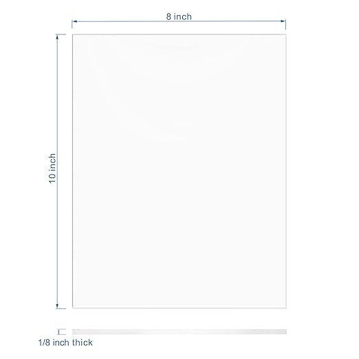 KAITELA Clear Acrylic Sheet 8" x 10" Cast Plexiglass Panel 1/8" Thick - Image 3