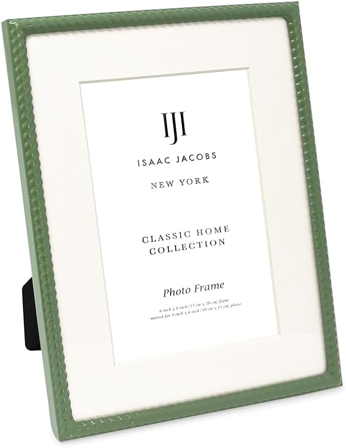 Isaac Jacobs 6x8 Green Metal Rope Border Picture Frame, Horizontal & Vertical by IsaacJacobs