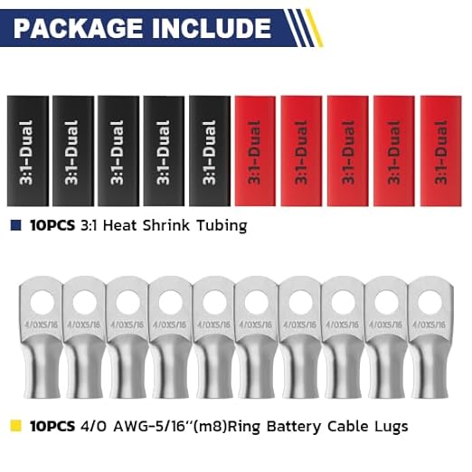 haisstronica 10pcs 4/0 AWG - 5/16"(M8) Tinned Copper Battery Lugs
