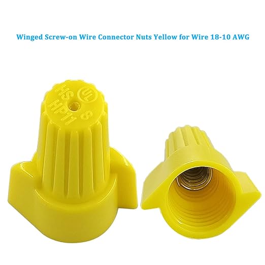 UL Listed Yellow Winged Electrical Wire End Connectors Caps Bulk 500 Pack Small Twist-on Wire Connectors Nuts 18-10 AWG,HS P11 Type Screw Terminals