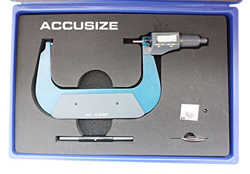 Accusize Industrial Tools 5-6''/125-150 mm by 0.00005''/0.001 mm 2 Keys Electronic Digital Outside Micrometer, Metric/Imperial, Md71-0006