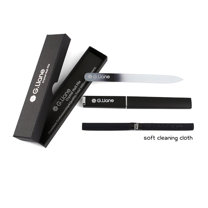 Crystal Nail File–Professional Double Sided Glass Fingernail Files with Case,Manicure for Natural Acrylic Gels Nails,Manicure Tools for Home and Salon(Rainbow Black)