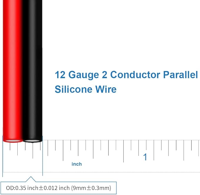 BNTECHGO 12 Gauge Flexible 2 Conductor Parallel Silicone Wire Spool Red Black High Resistant 200 deg C 600V for Single Color LED Strip Extension Cable Cord,Model,25ft Stranded Tinned Copper Wire
