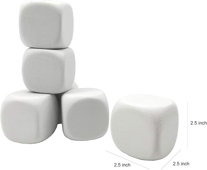 2.5 Inch White EVA Foam Dices for Kids Graffiti, Building Blocks, Creative - Image 2