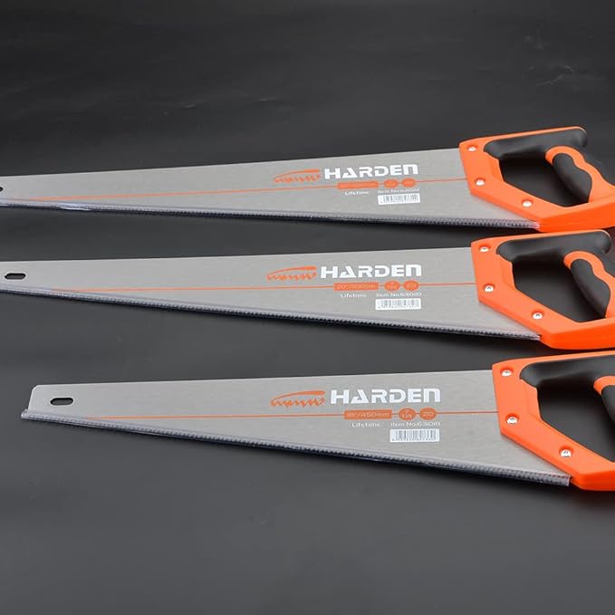 14" Hand Saw – High-Carbon Steel Blade, Double-Sided Ground Teeth for Fast Cutting, Durable & Sharp, Soft TPR Handle for Comfortable Grip – Ideal for Woodworking, Carpentry, and DIY Projects