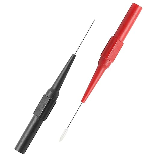 10pcs 0.7mm Back Probe Pins, Electrical Needle Probes, Insulation Piercing Pin Test Probes, 4mm Banana Socket Connection Multimeter Back Probes (Black, Red)