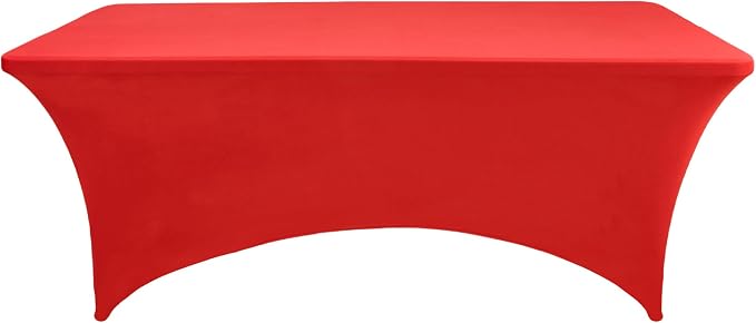 10-Pack 6ft Red Spandex Table Covers - Image 7