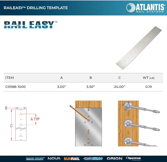 Atlantis RailEasy C0988-1000 Drilling Template