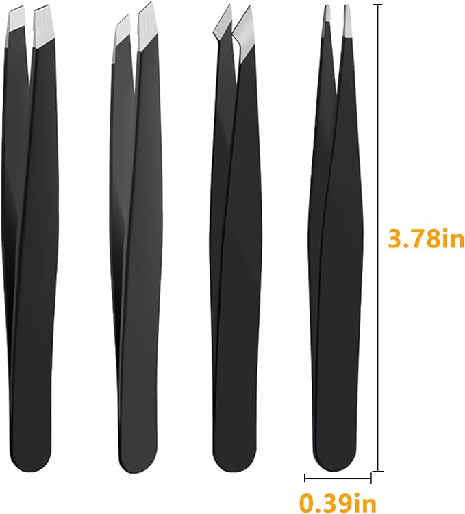 DTDNZKN 4 PCS Stainless Steel Tweezers Set Black | Precision Tweezers - Image 4