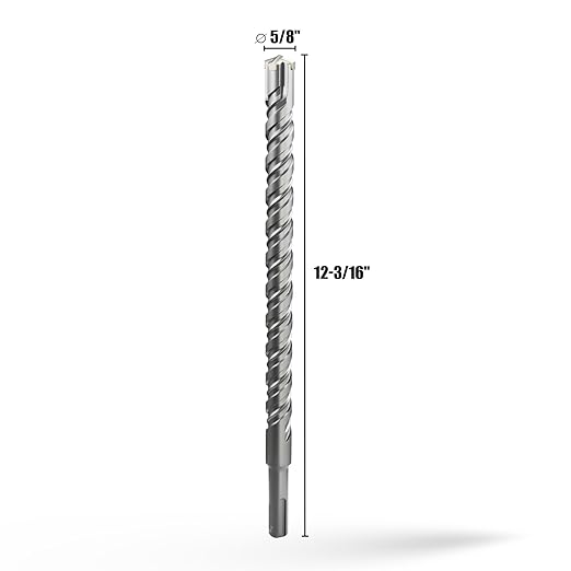 CSOOM SDS Plus Rotary Hammer Drill Bit 5/8"x12.2", Professional Concrete Drill Bit for Concrete, Brick, Stone and Cement Walls