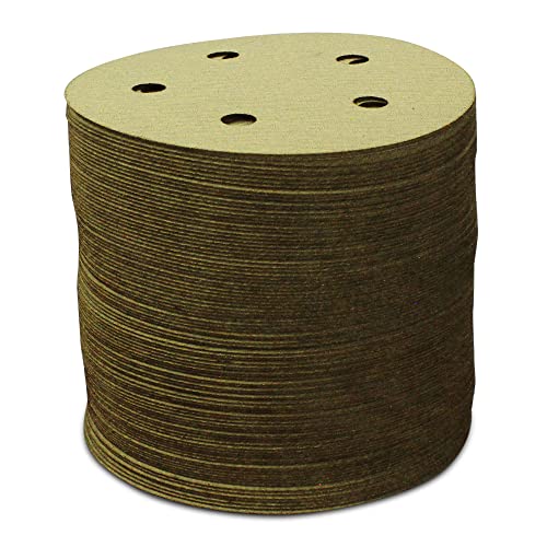 BHA 5" Inch 5 Hole Hook and Loop Sanding Discs for Orbital DA Sanders - 100 Pack (180 Grit)
