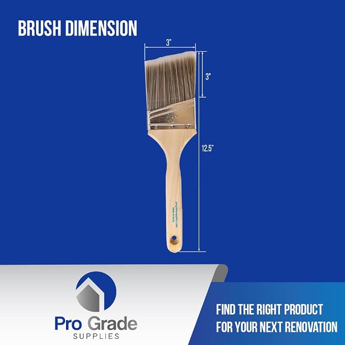 Pro Grade Paint Brushes, 3 Inch Angle Paint Brush, Walls & Trim, 12 Pack | Sash - Image 2