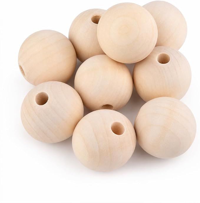 50mm Wooden Beads for Craft, Bead Garland, Farmhouse Decor by Modpion