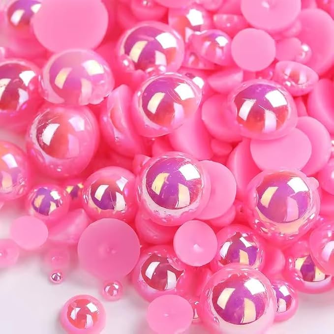 1000PCS Mixed Sizes 3/4/5/6/8/10mm Flatback Half Round Pearls Gems by Unknown