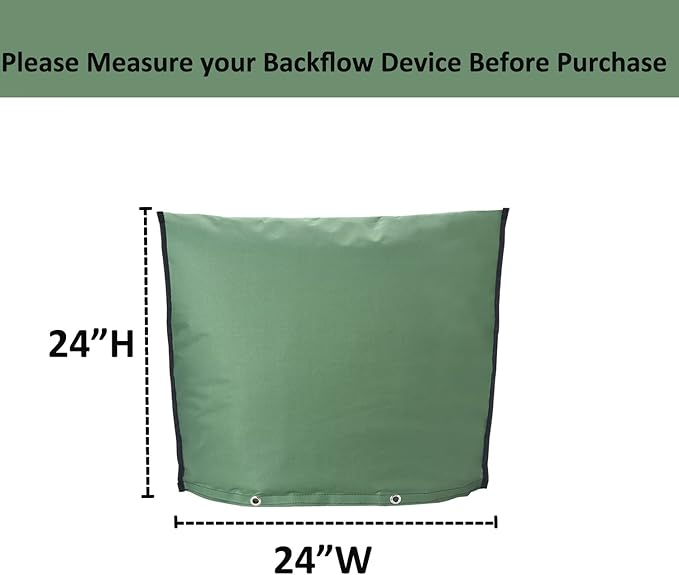 Outdoor Backflow Preventer Insulation Cover，Insulated Pouch for Winter Pipe Freeze Protection Sprinkler Valves in Snow or Sun Exposure, Waterproof Sprinkler Valve System Cover (24 " W x 24 " H,Green)