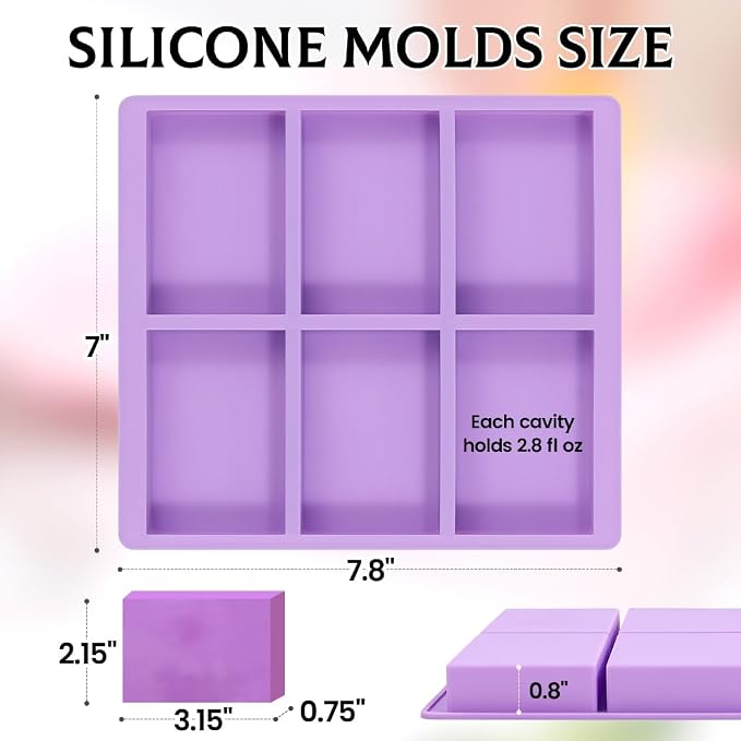 SJ Silicone Soap Molds 3 Packs, Rectangle Soap Molds - Image 3