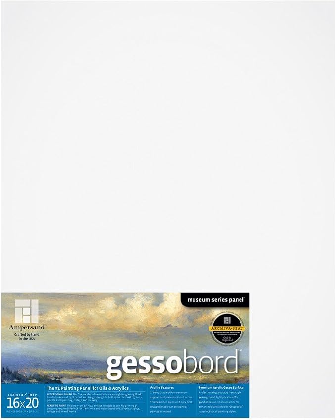 Ampersand Art Supply Museum Series Gessobord | 16x20 |1-1/2" Cradled Profile | by AmpersandArtSupply