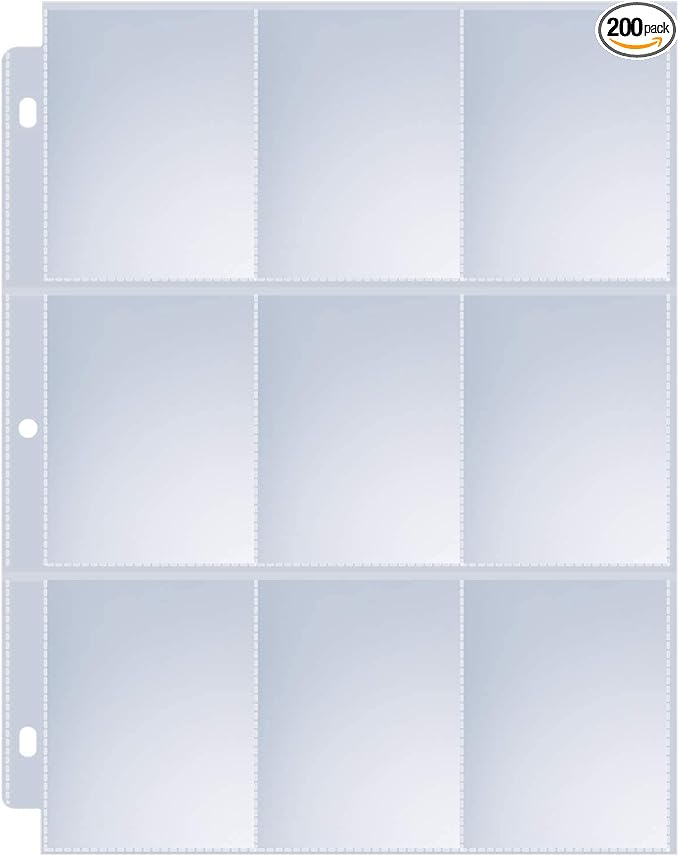 200 Pack 9 Pocket Page Protectors, Sooez Trading Card Sleeves by Sooez