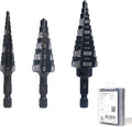 M2 HSS Quick Change 1/2", 3/4" & 7/8" Step Drill Bit Set Double Fluted Drill Bits for Hole Drilling in Stainless Steel, Copper, Aluminum, Wood, Plastic