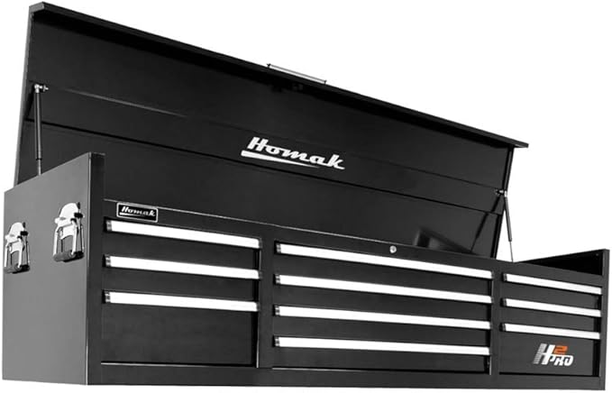 Homak H2PRO Series 72 Inch 10 Drawer Top Chest, Black BL02010720
