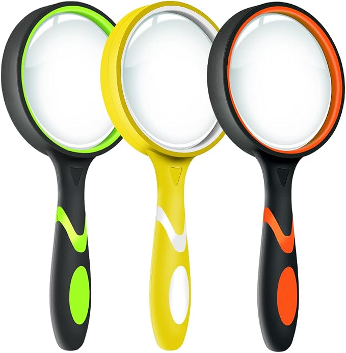 Leffis 3 Pack Magnifying Glass, 10X Non-Slip Handheld Reading Magnifier by Leffis