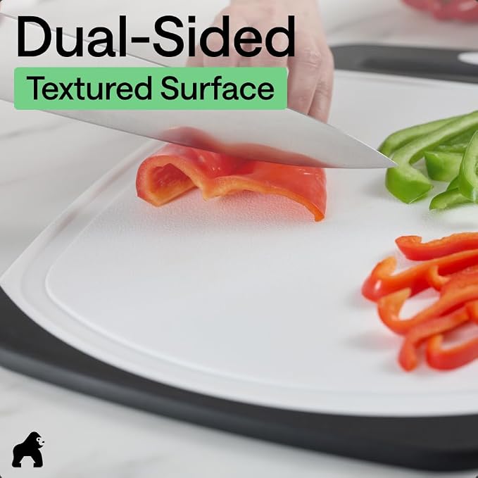 GORILLA GRIP BPA-Free Reversible Kitchen Cutting Board Set of 3, US Designed - Image 6