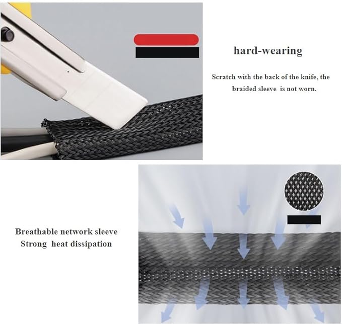 25ft - 1/4 inch Cord Protector Wire Loom Tubing Cable Sleeve Split Sleeve for USB Cable Power Cord Audio Video Cable - Management for TV Computer - Protect Cat from Chewing Cords - Black