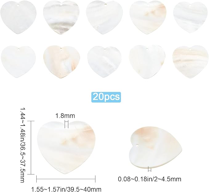 SUNNYCLUE 1 Box 20Pcs Heart Shape Shell Charms Freshwater Shell Pendants - Image 2