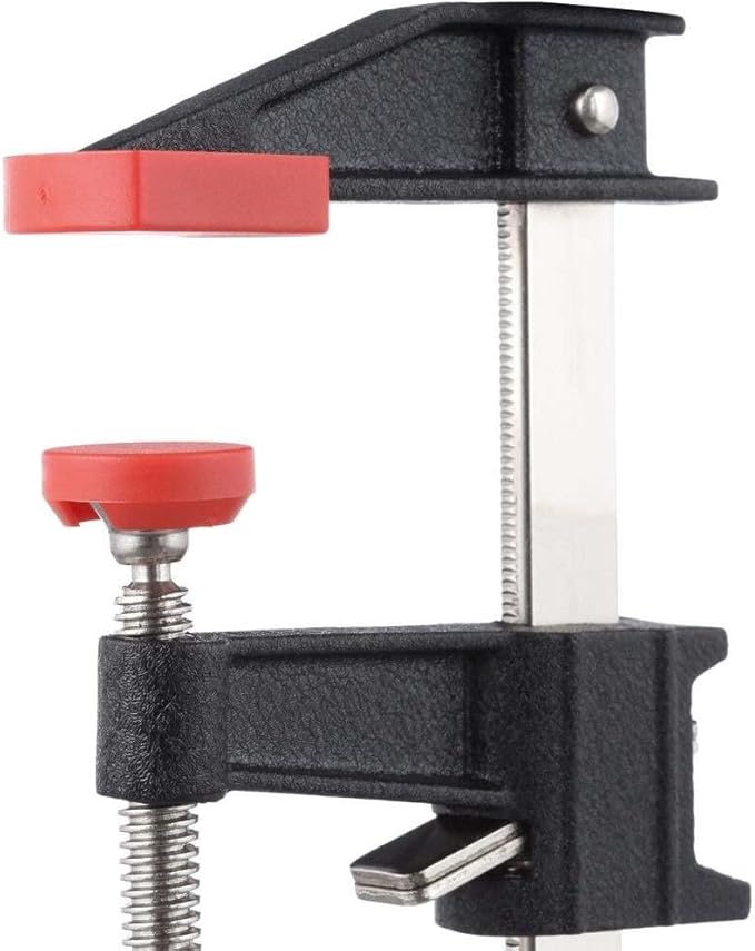 BESSEY GSCC4PK-C Clamp Set for Woodworking, F-style with Wood Handle, Replaceable Pads, 2 x 6 In and 2 x 12 In, 600 lb, Red/Black/Silver