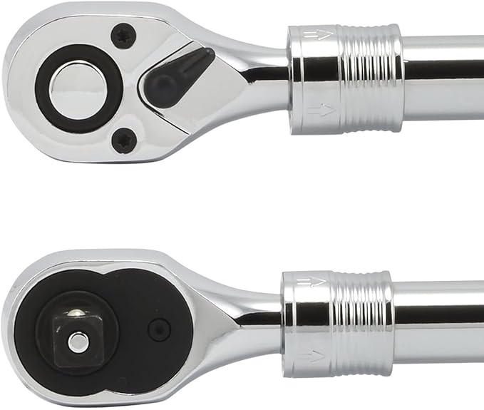 Neiko 03068A 1/2-Inch Drive Extendable Ratchet Handle | 72 Tooth Reversible Ratcheting Feature w/Soft Grip Handle | 12 to 17-1/2” Lengths, Red