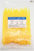 4 Inch Yellow Zip Ties (100 Pieces) 18lb Strength, Nylon Cable Wire Ties
