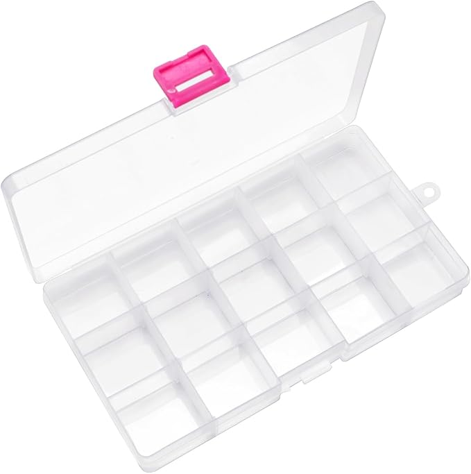 IOOLEEM 15 Grids Plastic Bead Organizer Box, Organizer Container Storage Box by IOOLEEM