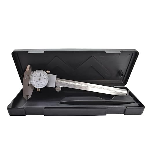6 Inch Dial Caliper Measuring Tool, 0.001 Inch Graduation, Measure Inside Outside Dimensions and Depth, with Carry Case