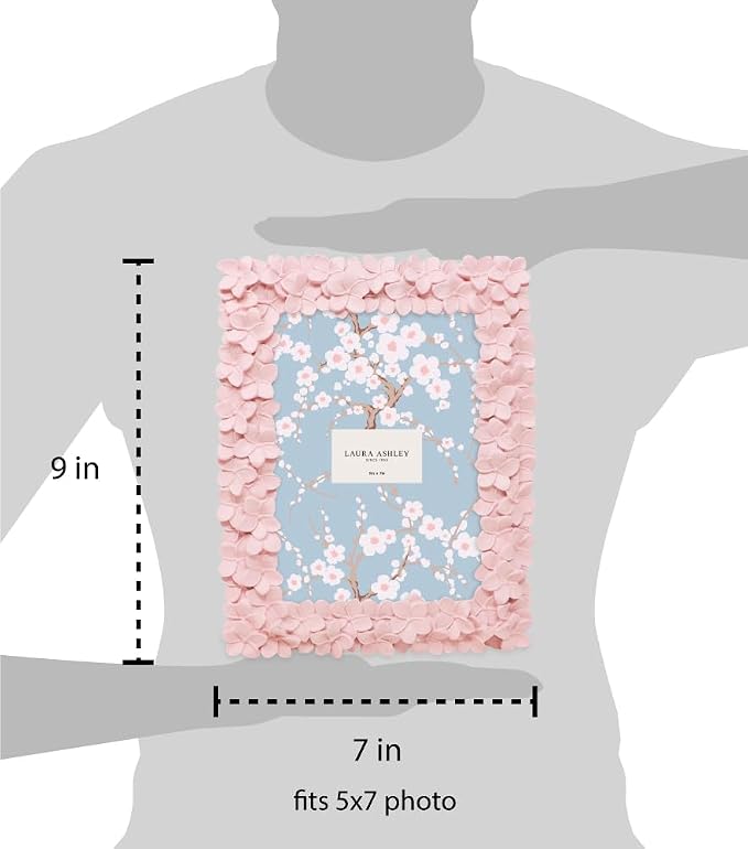Laura Ashley 5x7 Pink Flower Textured Hand-Crafted Resin Picture Frame - Image 4