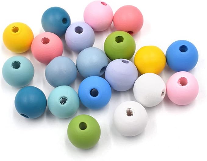 200Pcs Colorful Wood Bead, BetterJonny 16mm Round Wooden Spacer Beads Assorted - Image 6