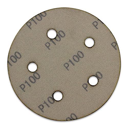 BHA 5" Inch 5 Hole Hook and Loop Sanding Discs for Orbital DA Sanders - 100 Pack (600 Grit)