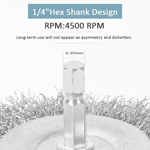Wire Brush for Drill, 3pcs 4 Inch Wire Wheel Brush Cup Set, 0.012 Inch Coarse Carbon Steel Crimped Wire Wheel Brush with 1/4-Inch Hex Shank for Rust Removal, Clean Paint ,Corrosion